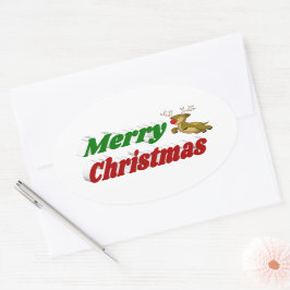 God jul-typografi för flygrenar ovalt klistermärke