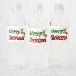 God jul-typografi för flygrenar vattenflaskor etikett