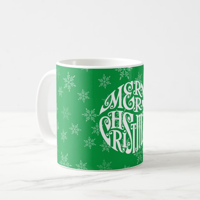 God jul Typografi Glatta Hälsning Kaffemugg (Framsida vänster)