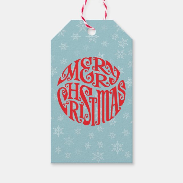 God jul Typografi Glatta Hälsning Presentetikett (Framsidan)