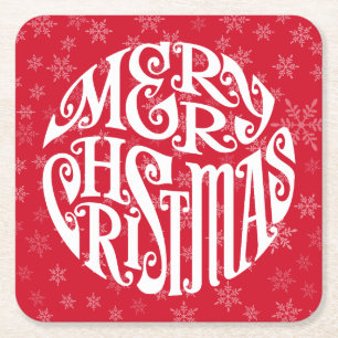 God jul Typografi Glatta Hälsning Underlägg Papper Kvadrat