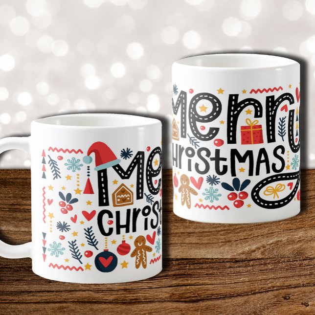 GOD JUL Typografi Helgdag Kaffemugg (Skapare uppladdad)
