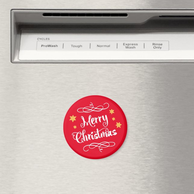 God jul Typografi Light Red White Magnet (In Situ (Dishwasher))