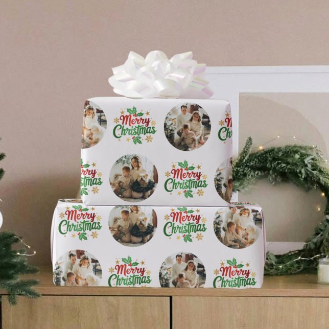 God jul Typografi Modern Photo Mönster Presentpapper (Skapare uppladdad)