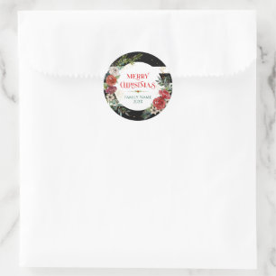 God jul Typografi och Blommigt Underlägg av andedr Runt Klistermärke