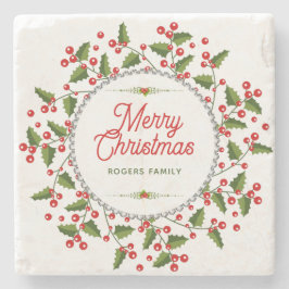 God jul Typografi och julkrans Underlägg Sten