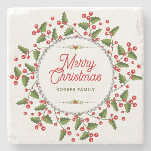 God jul Typografi och julkrans Underlägg Sten
