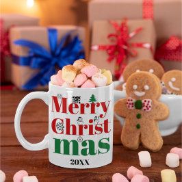 God jul typografi och vintage inslag kaffemugg