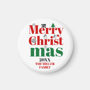 God jul typografi och vintage inslag magnet