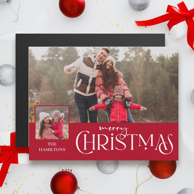 God jul Typografi Red Two-Photo (Skapare uppladdad)