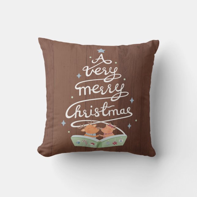 God Jul Typografi Renar Kastkudde Kudde (Framsida)
