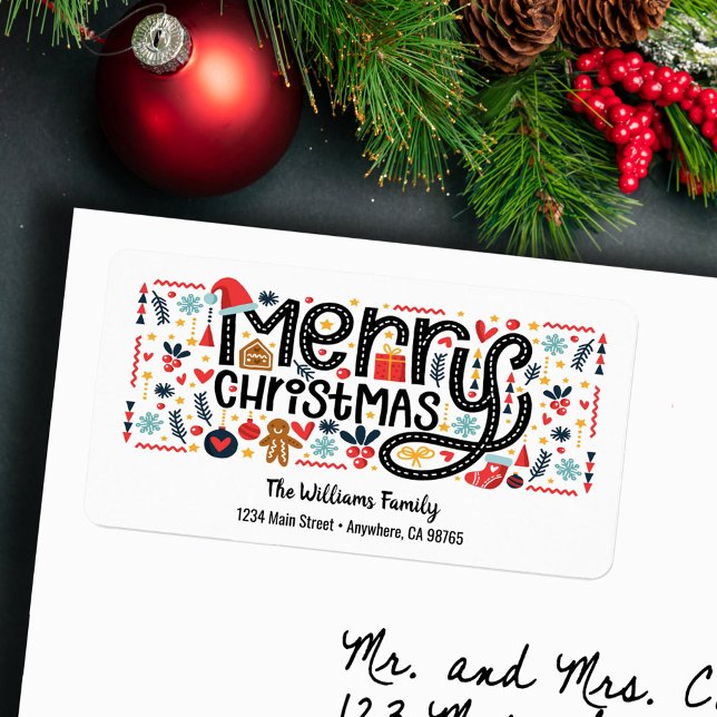 God jul Typografi, Returadress Adressetikett (Skapare uppladdad)