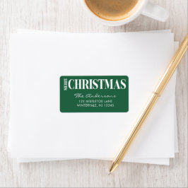 God Jul-typografi smaragdgrön och vit Adressetikett