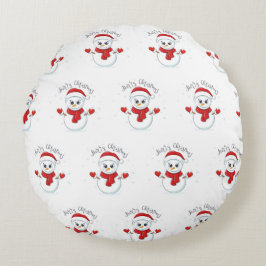 God jul Typografi Snögubbe Helgdag Rund Kudde