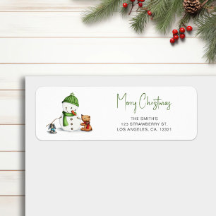 God jul Typografi Snögubbe Returadress Etikett