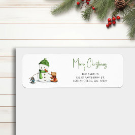 God jul Typografi Snögubbe Returadress Returadress Etikett