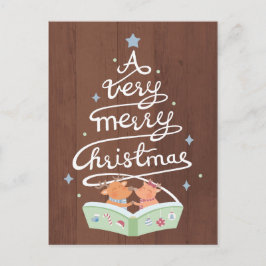 God Jul Typografi Söta Renar Postkort Helg Vykort