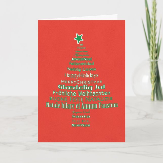 God jul Typografi Träd Helgkort (Framsida)