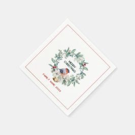 God jul Typografi Utandning och rött Robin Pappersservett