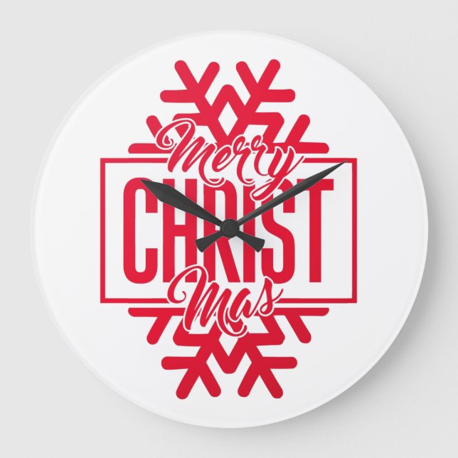 God jul Typografiskt Brev med snöflinga Stor Klocka (Framsida)
