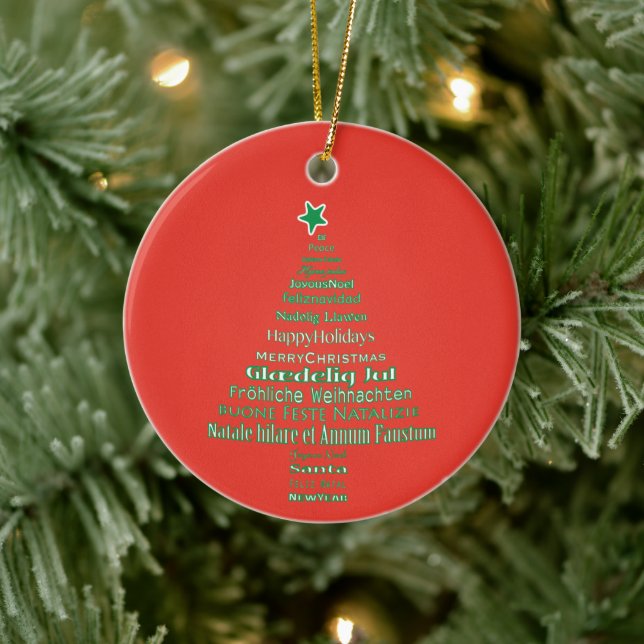 God jul Typografspråk Träd Julgransprydnad Keramik (Träd)