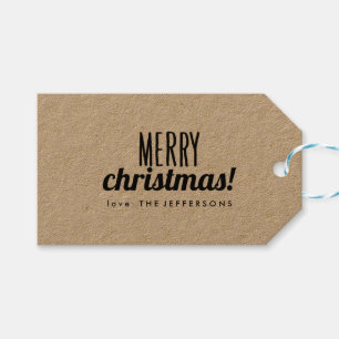 God jul Typography Kraft Gift Märkres Presentetikett