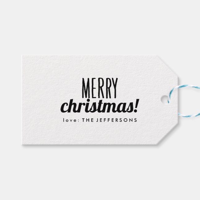 God jul Typography Kraft Gift Märkres Presentetikett (Framsidan (Horisontell))