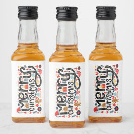 God jul Typography Mini Spritflaskor Etikett