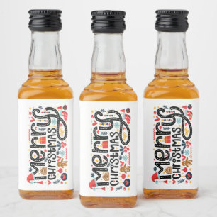 God jul Typography Mini Spritflaskor Etikett