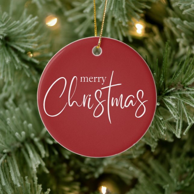 God jul Typography Red Modern Helgdag Julgransprydnad Keramik (Träd)