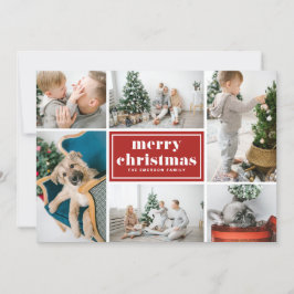 God jul Typography Red Photo Collage Julkort