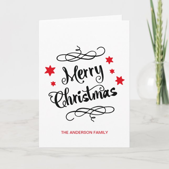 God jul Typography Red White Helgkort (Framsida)