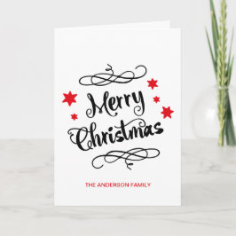 God jul Typography Red White Helgkort