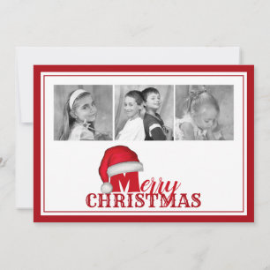 God jul Typography Traditional Santa Hat Julkort