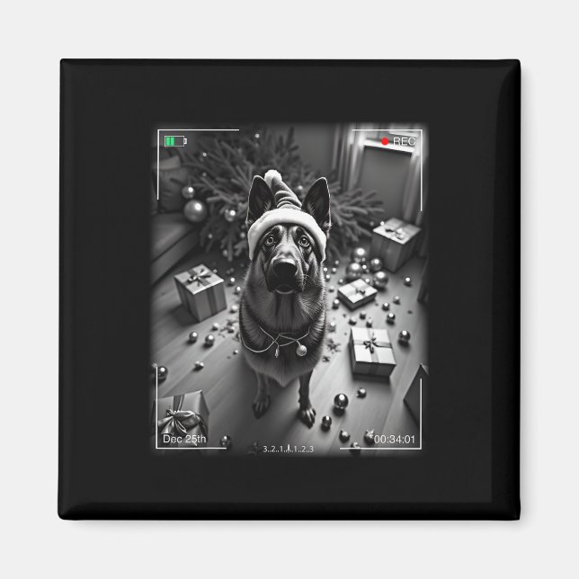 God jul, tyska shepherd Caught on Camera Magnet (Framsidan)