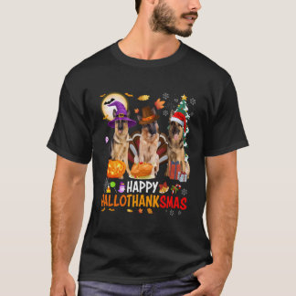 God jul, tyska shepherd Santa Halloween Hallotha T Shirt