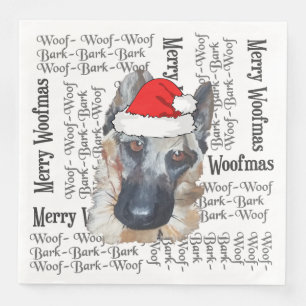 God jul, tyska shepherd Santa Hat Pappersservett