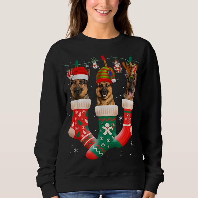 God jul, tyska Shepherd Sock Julafton Reindeer San T Shirt (Framsida)
