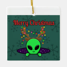 "God jul" UFO Alien Ornament