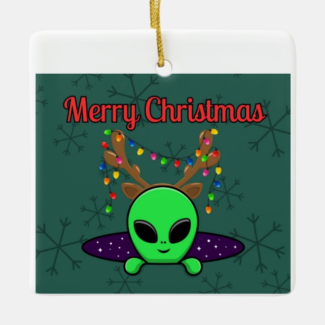 "God jul" UFO Alien Ornament (Framsida)