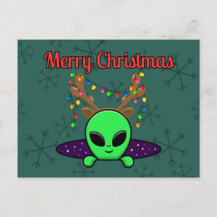 "God Jul" UFO-utomjording postkort Vykort