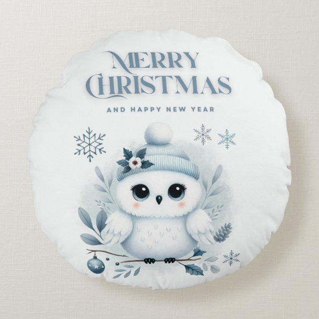 God jul Uggla Rund Kudde (Framsidan)