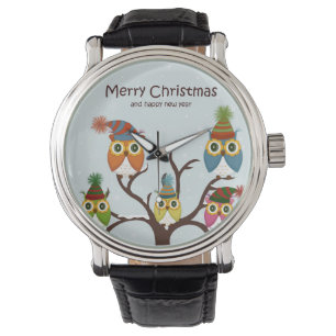 God jul Uggla vid Träd Armbandsur
