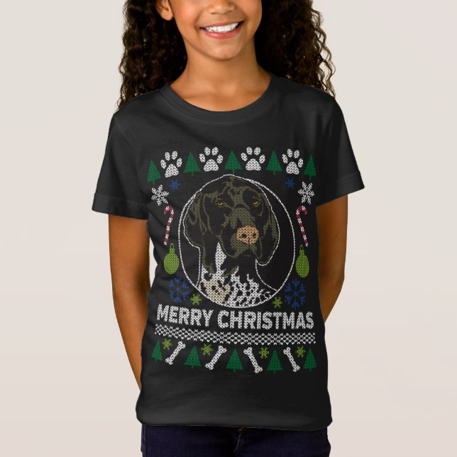 GOD JUL ugl för den tyska kortstolparstolparspetse T Shirt (Framsida)