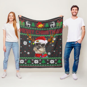 God jul Ugly Hund Schnauzer Santa Hat Fleecefilt