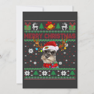 God jul Ugly Hund Schnauzer Santa Hat Inbjudningar