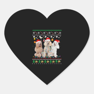 God jul Ugly Julafton Pudel Santa Hat Christm Hjärtformat Klistermärke
