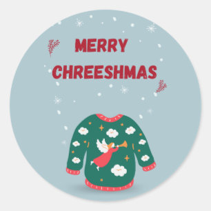 God jul Ugly Sweater Angel Runt Klistermärke