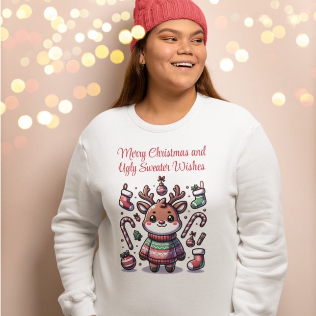 God jul & Ugly Sweater Önskemål Reindeer T Shirt (Skapare uppladdad)