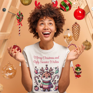 God jul & Ugly Sweater Önskemål Reindeer T Shirt